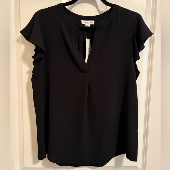 Calvin Klein Tops - Calvin Klein Black Ruffle Sleeve Blouse